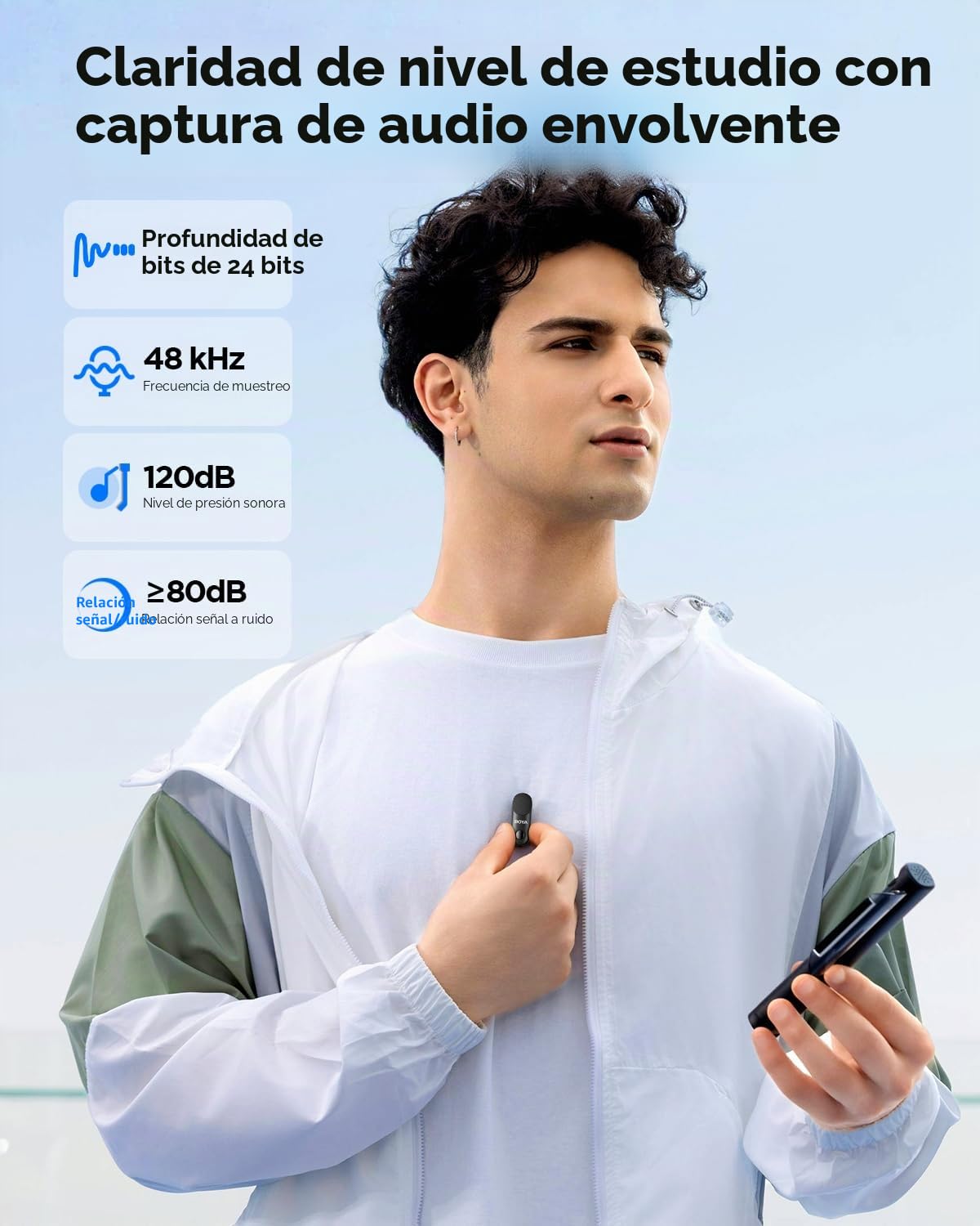 BOYA Magic Mini micrófono de Solapa inalámbrico para teléfono móvil (2TX+3RX), 48 kHz/24 bits, 30 Horas, para iPhone/Android/PC/Cámara Vlogs, entrevistas, Youtube TikTok livestreaming