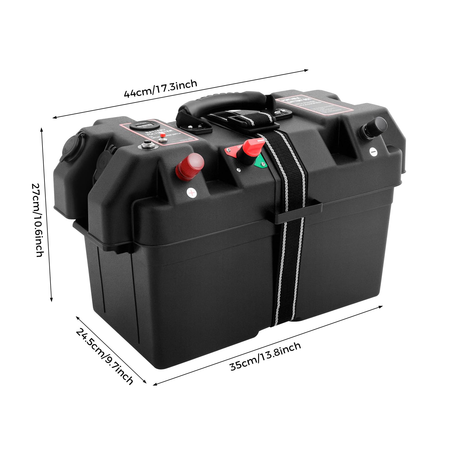 Scatola per batteria per motore di barca da pesca a traina Power Center Display Connessioni Scatola per batteria da barca USB In plastica