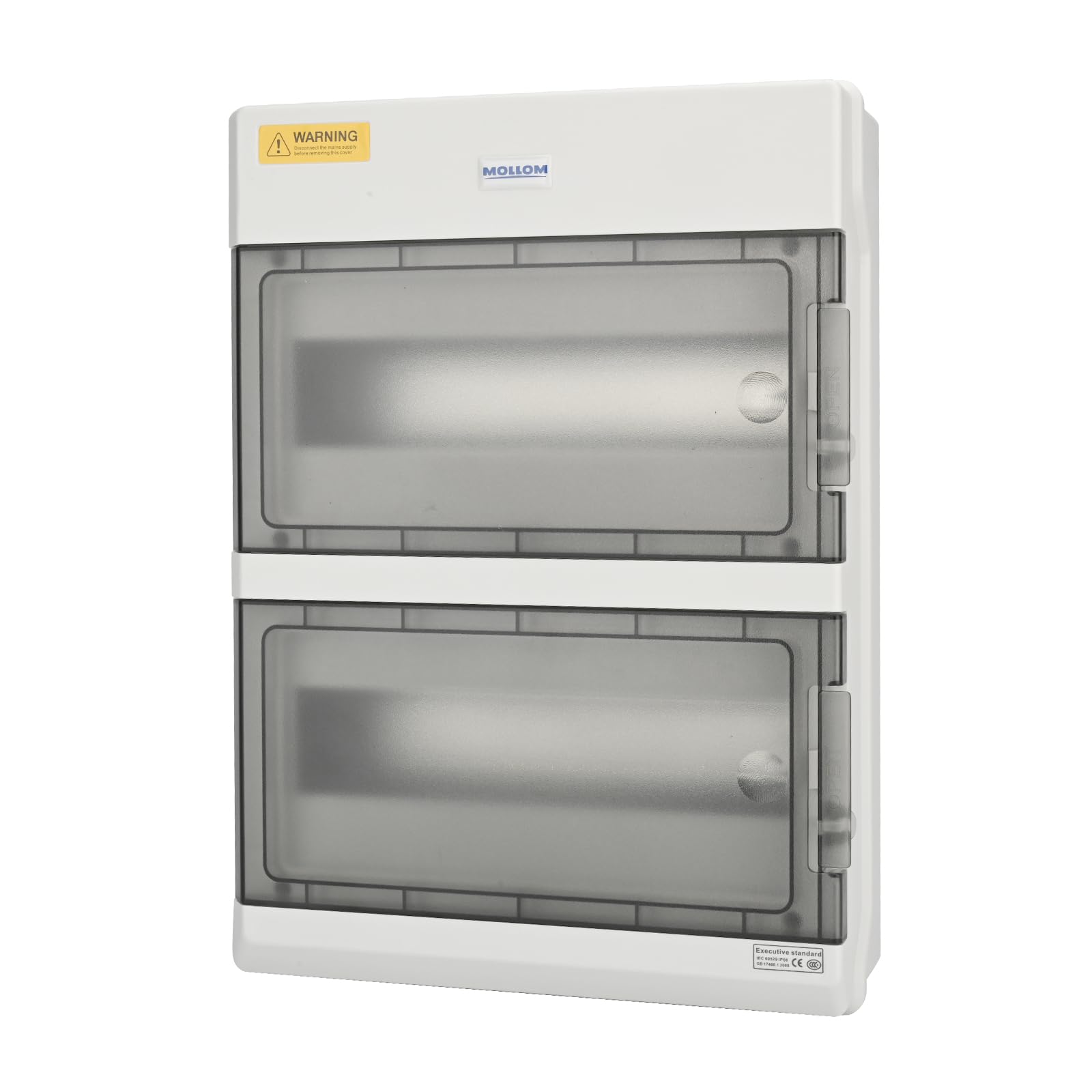 Mollom 24 Way Power Distribution Box with Bus Bars and Din Rail for Miniature Circuit Breaker MCB, Waterproof IP66.Padlock Available for Indoor and Outdoor Use