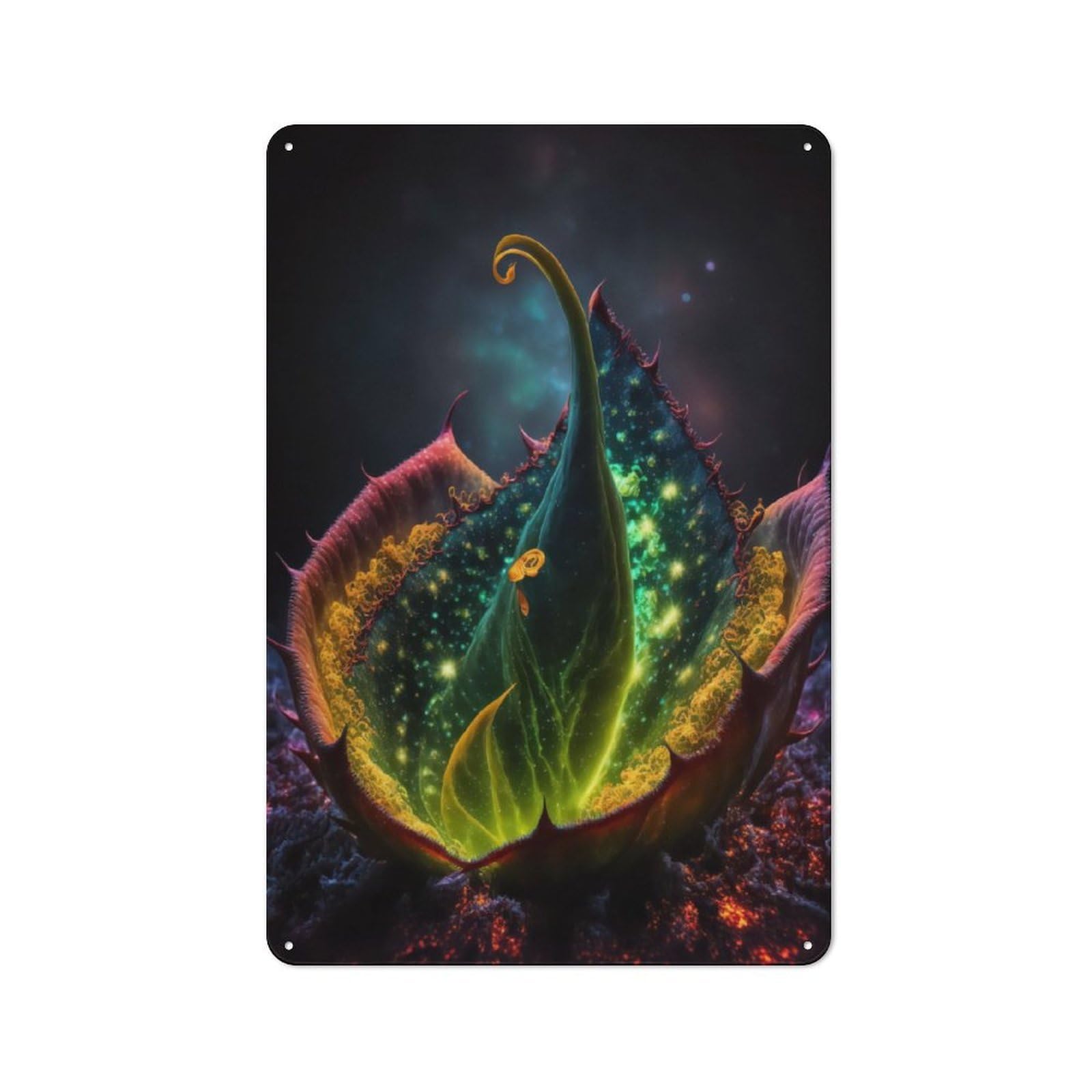 Junmoney Cosmic Carnivore Succulent Rustic Metal Plaque 30X20cm For Guest Room Or Hallway, For Home Interiors, Feature Walls And Decorative Displays