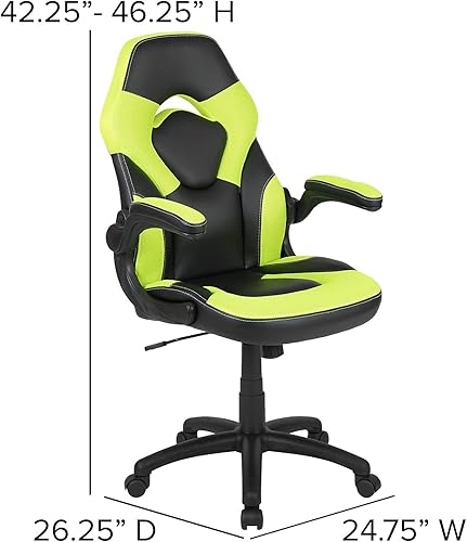 Miniatura 92 de Flash Furniture X10 - Silla giratoria de policarbonato ergonómica y ajustable con apoyabrazos abatibles; para videojuegos, juegos de carreras,