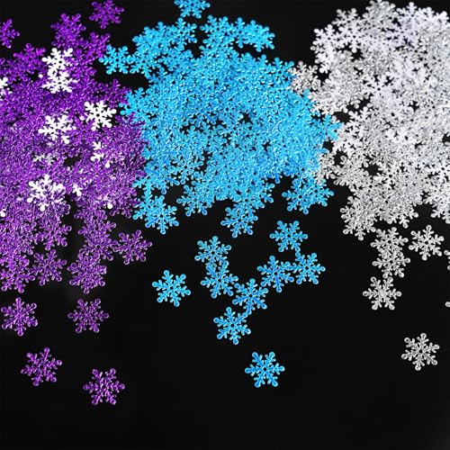 Image of Christmas Snowflake Confetti Decorations,1200Pcs Purple Blue Silver Confetti Snow Party Pack for Christmas Winter Wonderland Table Centerpieces Wedding Birthday Baby Shower DIY Projects Decorations