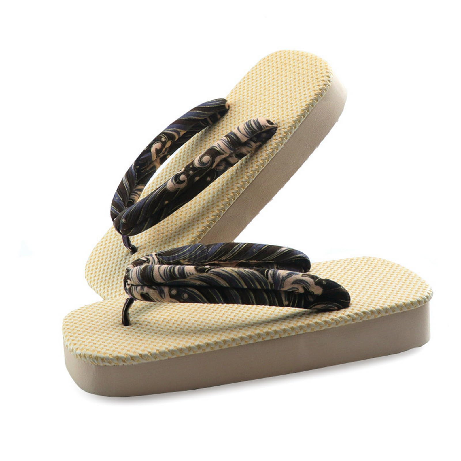 Infradito Uomo Donna Ciabatte Zoccoli in Legno Imitazione Suola Piatta con Punta A Clip per Abbigliamento Casual-02-34-35
