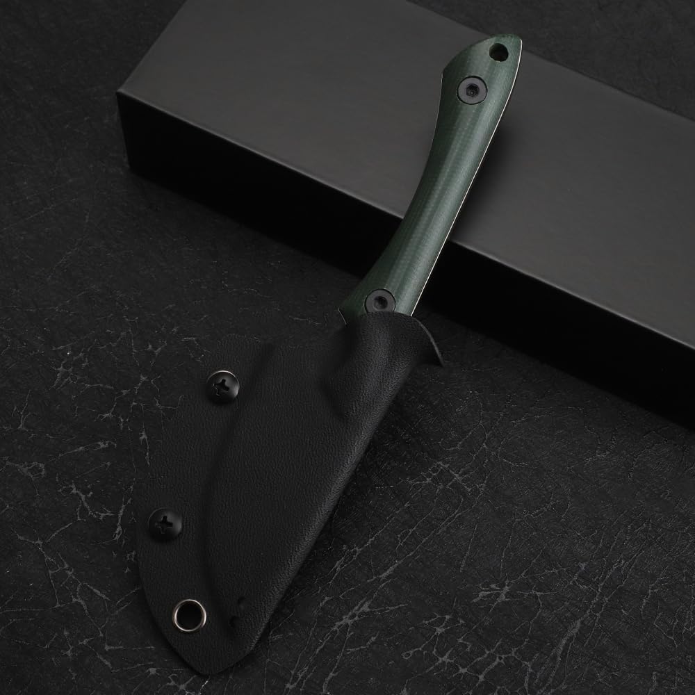 Sheath DC53 Blade Fixed Knife with Sheath, Survival Camping Knife, Fruit Knife (Green Type B)