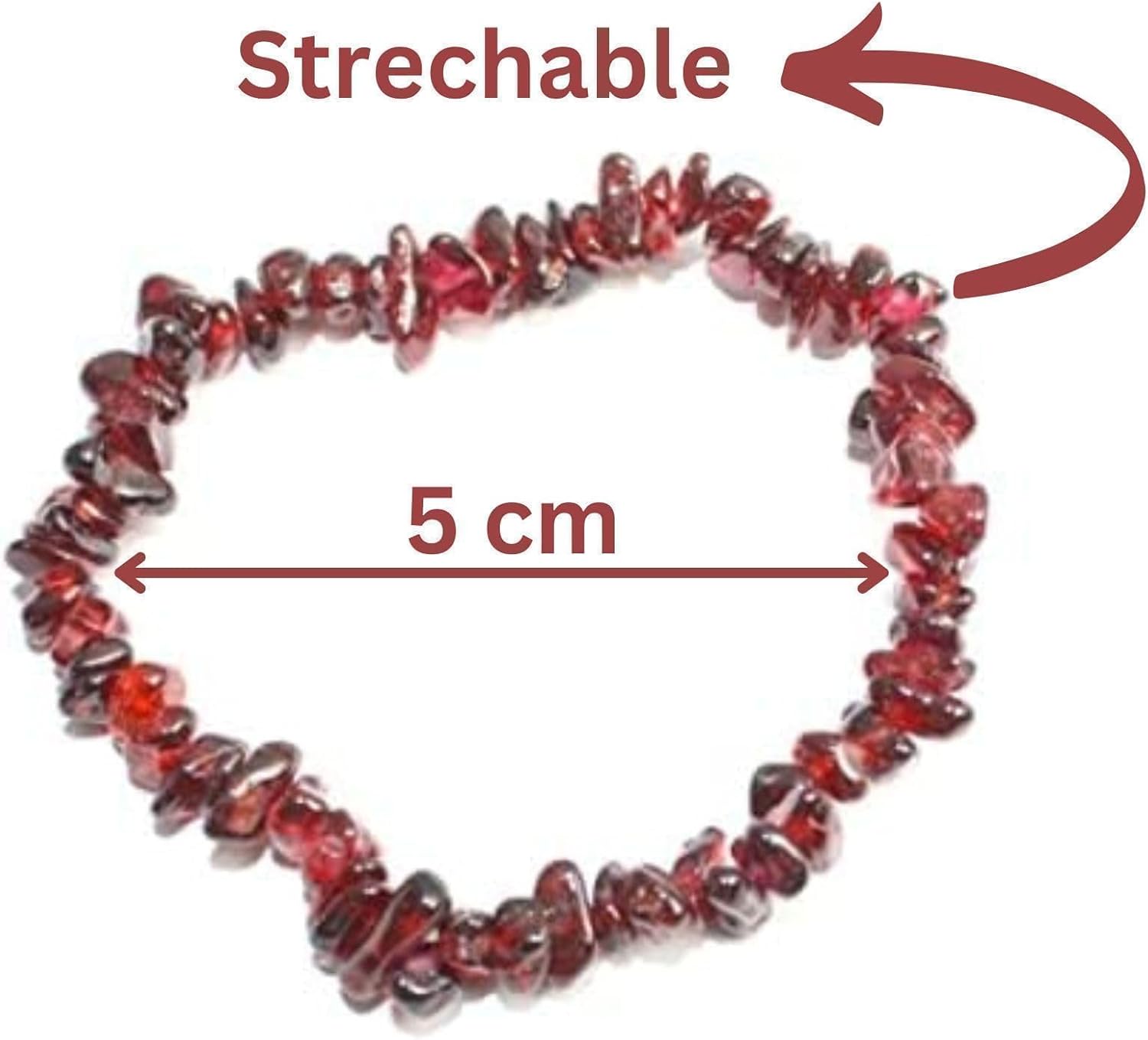Hijet Garnet Chips Chakra Stretch Bracelet 7-8 Inch Long For Men Or Women,Handmade Chips Jewelry Healing Crystal - Image 2