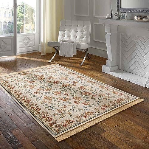 Taracarpet Teppich Palazzo Royal Antique Roses Creme 067x210 cm Kurzflor Orientteppich für...