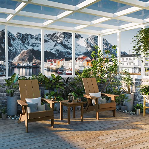 Yefu Modern Adirondack Chair, Folding Adirondack Chair, Poly Lumber Look Like Real Wood Outdoor Adirondack Chair Oversized, Weather-Resistant For Outside Patio, Deck, Lawn, Garden(Teak) #TOP1