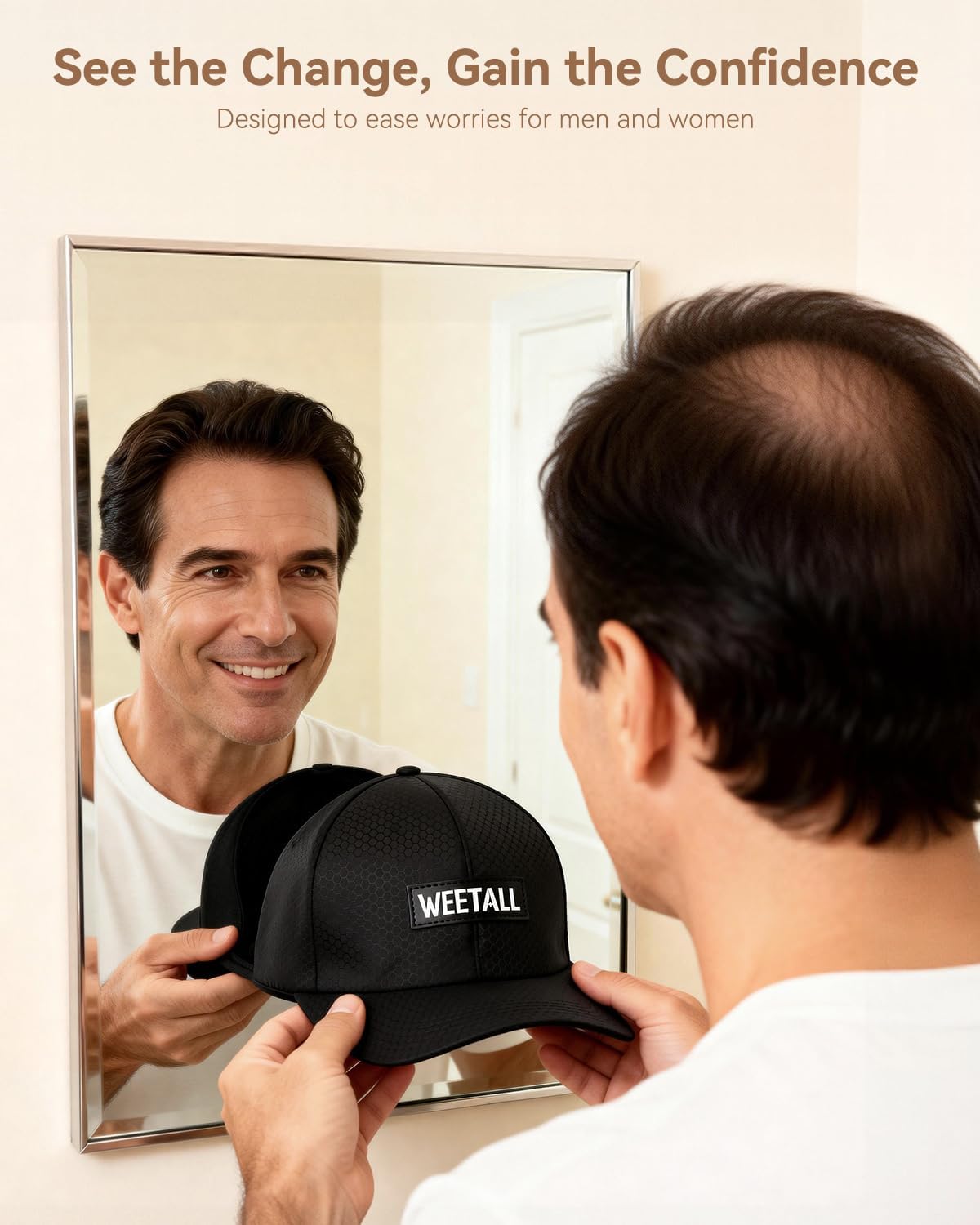 Cordless Red Light Hat, Wireless Red Light Hair Cap with 2000mAh Rechargeable Battery, Smart Timer & Controller, Gifts for Men & Women (Deep Black)