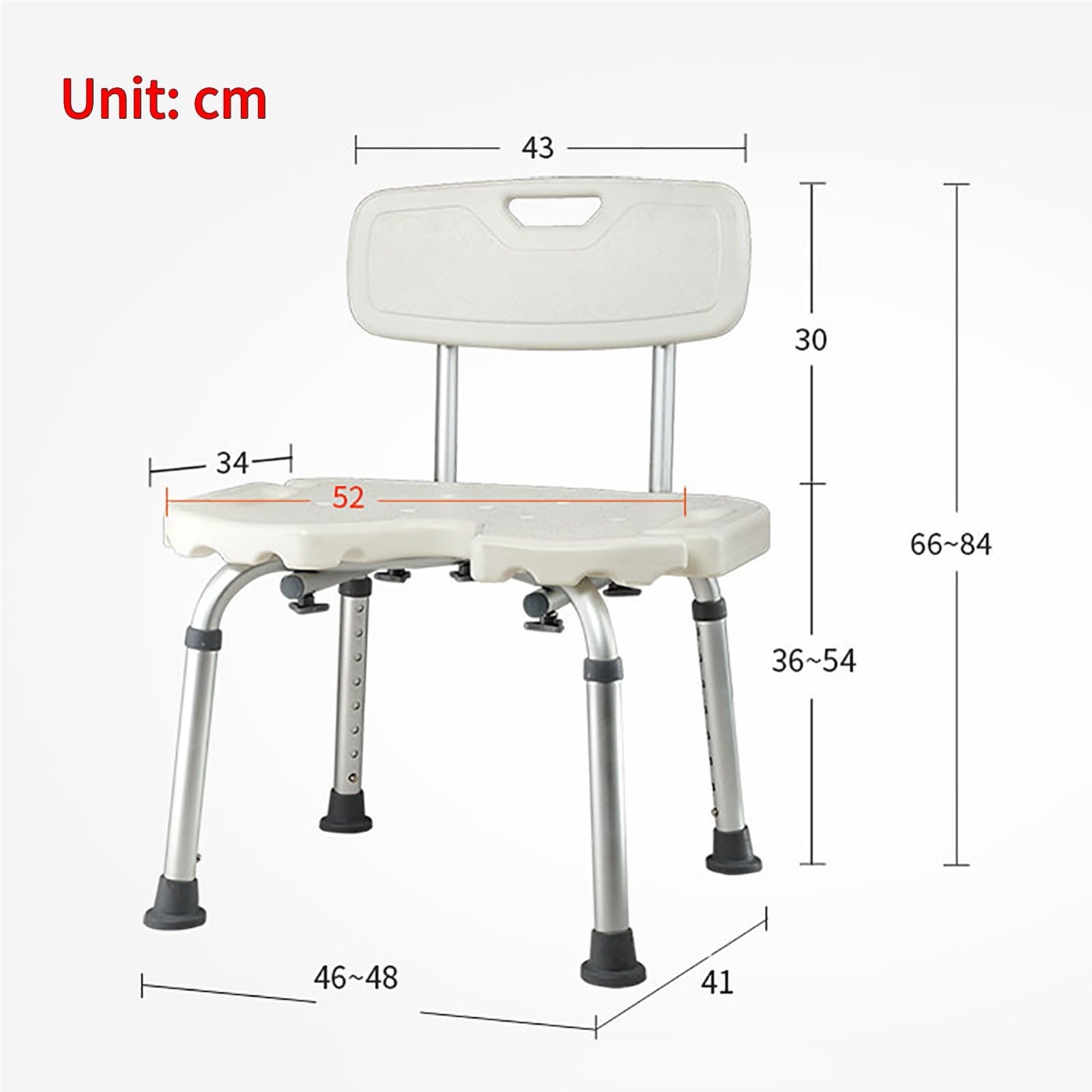 Silla De Ducha para Ancianos, Taburete De Ducha De Aluminio Antideslizante Regulable En Altura con Respaldo Y Reposabrazos, Asiento De Ducha para Ancianos Y Discapacitados, 136 Kg