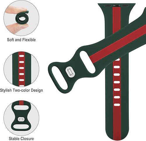 Miniatura 2 de Seizehe - Correa deportiva de diseño compatible con Apple Watch iWatch de 38, 40, 41, 42, 44, 45 y 49 mm, unisex, correa de silicona suave para