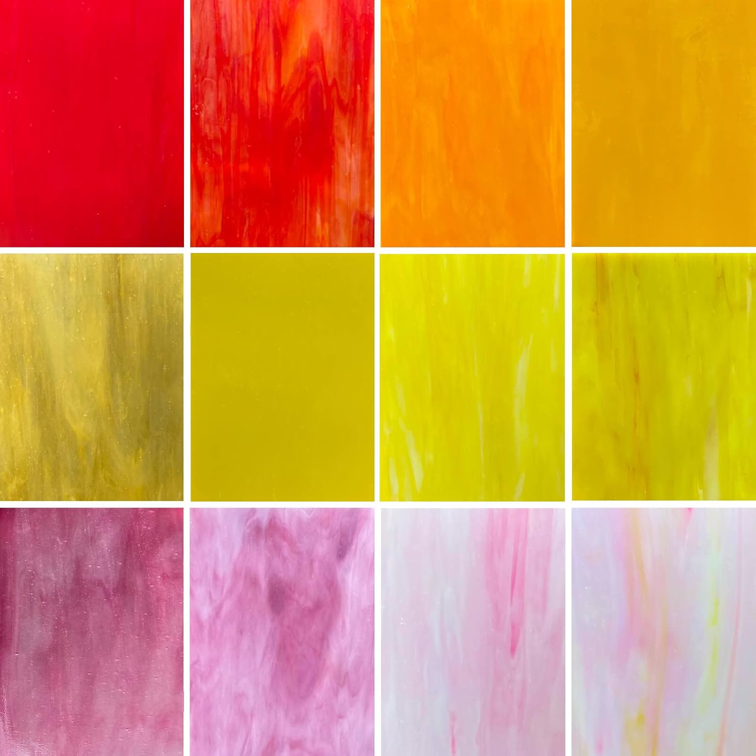 LITMIND 12 Sheets Stained Glass Variety Pack, 4 x 6 Inch Cathedral Art Glass, Mosaic Glass Supplies for Crafts, Glass Sheets for Stained Glass Making Projects (Opaque/Red, Yellow and Pink Mixed) LITMIND 12 Sheets Stained Glass Variety Pack, 4 x 6 Inch Cathedral Art Glass, Mosaic Glass Supplies for Crafts, Glass Sheets for Stained Glass Making Projects (Opaque/Red, Yellow and Pink Mixed)