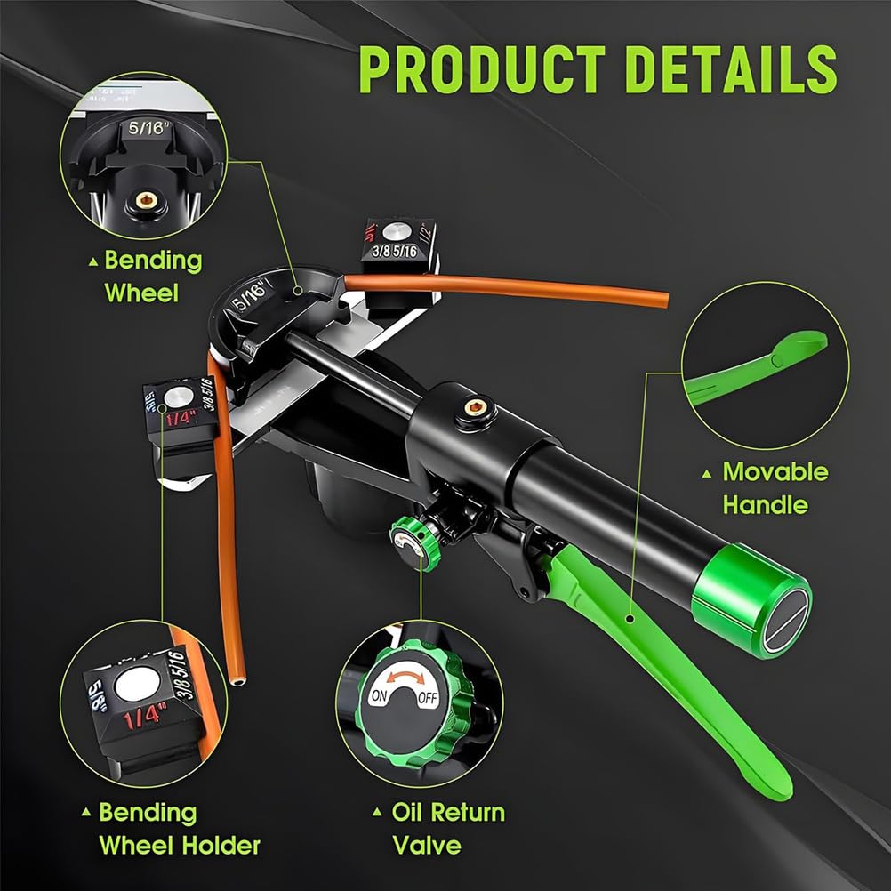 Kit De Dobladora Hidráulica De Tubos De 1/4" A 7/8" con 7 Matrices, Juego De Herramientas para Doblar Tuberías De Cobre HVAC, Curvado A 90° para Aire Acondicionado, Refrigeración