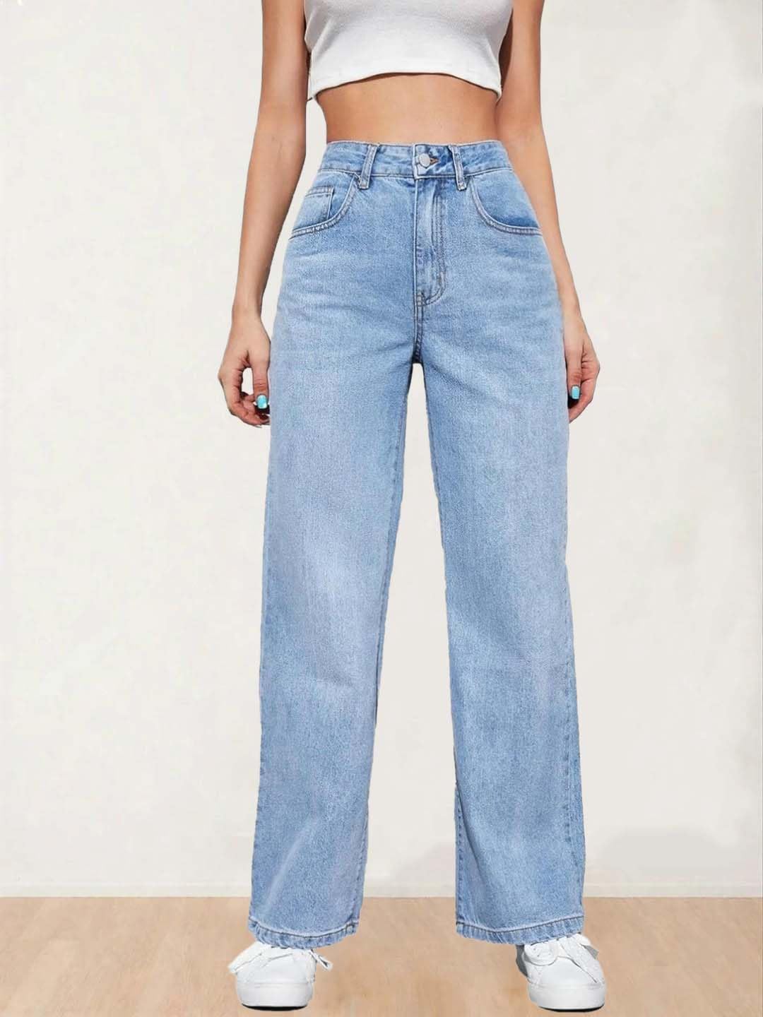 KOTTY Womens Solid High Rise Cotton Lycra Blend Relaxed Fit Jeans - Image 5 thumbnail