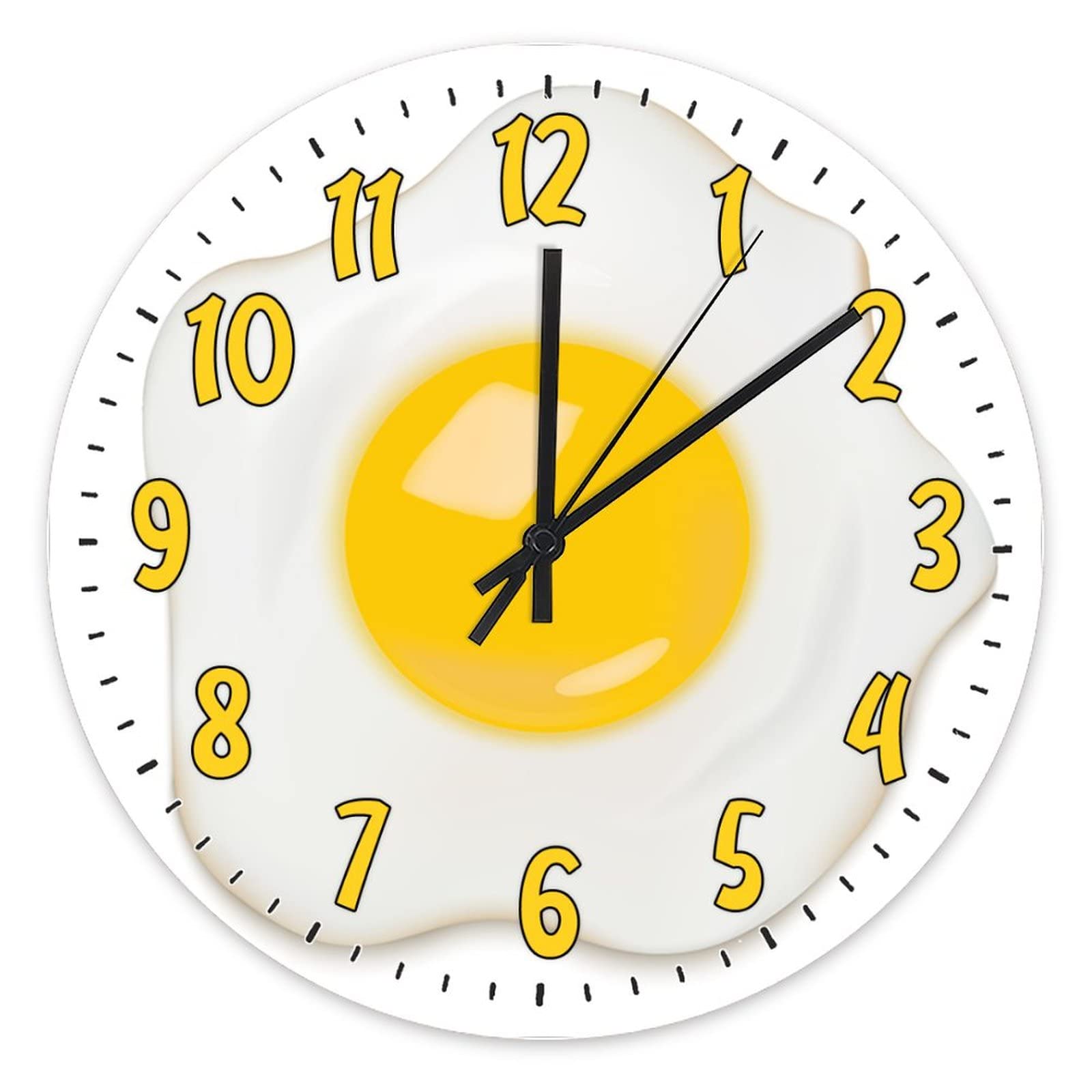 Byron Hoyle Fried Egg Wall Clock Kitchen Clock Food Wall Clocks Battery Operated Farmhouse Clock Decorative Wall Clock For Living Room, Bedroom, 12 Inch