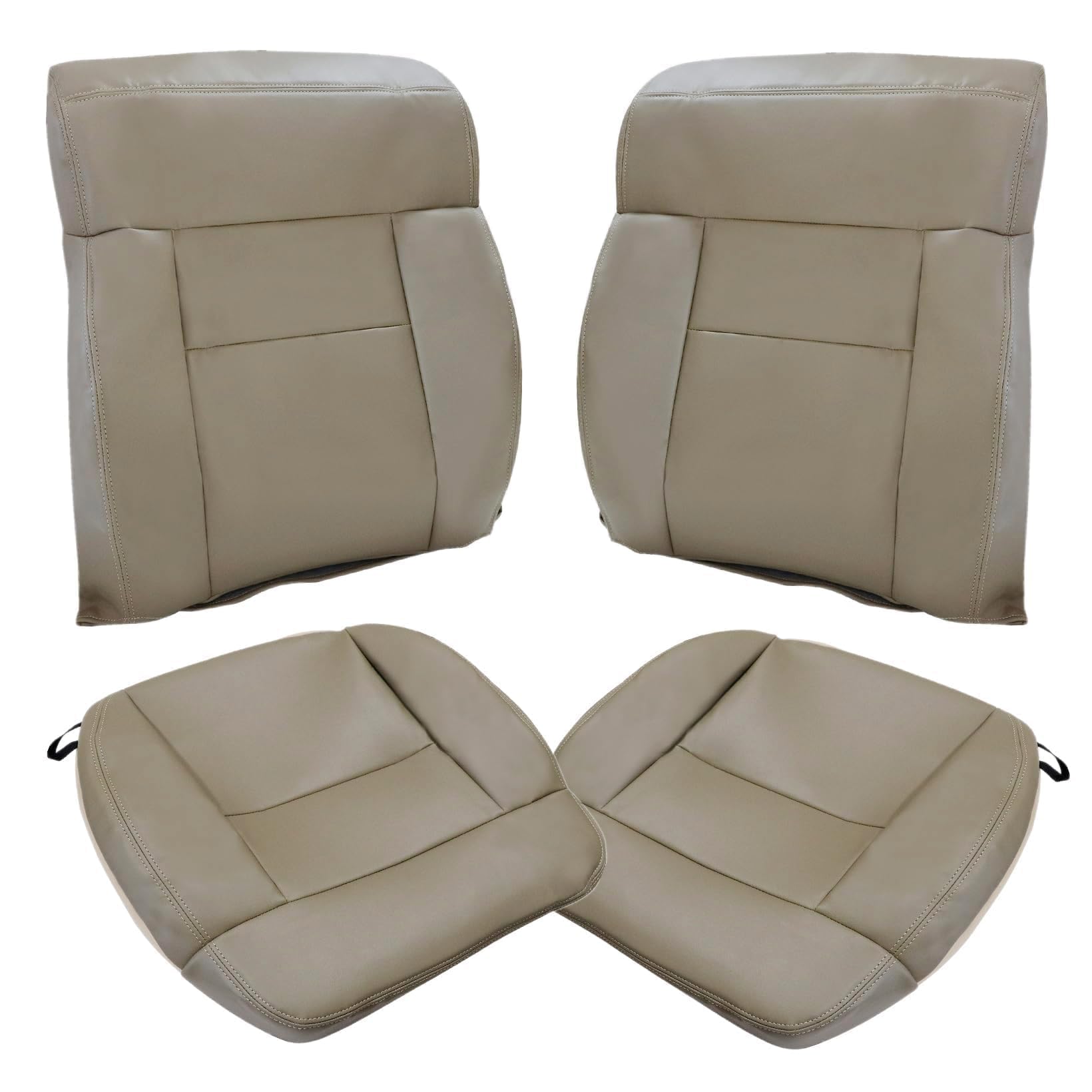 Photo 1 of NLQR Driver & Passenger Side Bottom & Top Lean Back Replacement Microfiber Leather Seat Covers Beige Tan HW EW Compatible with Ford F-150 Lariat STX XL XLT FX2 FX4 2004 2005 2006 2007 2008