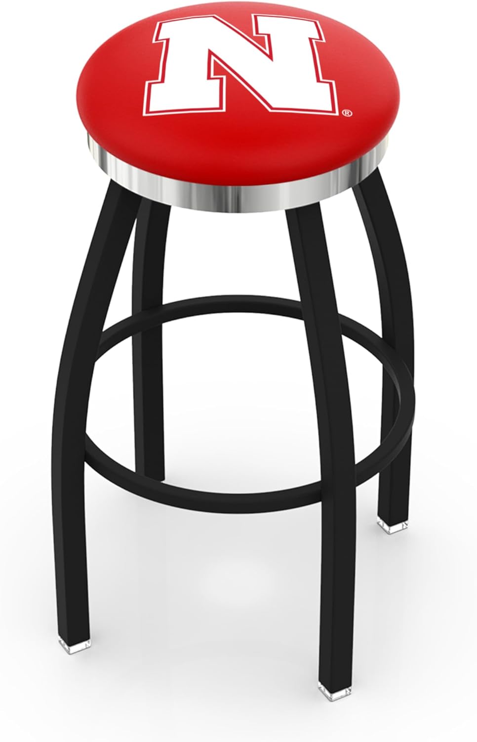 L8B2C Nebraska 25" Swivel Counter Stool with a Black Wrinkle and Chrome Finish