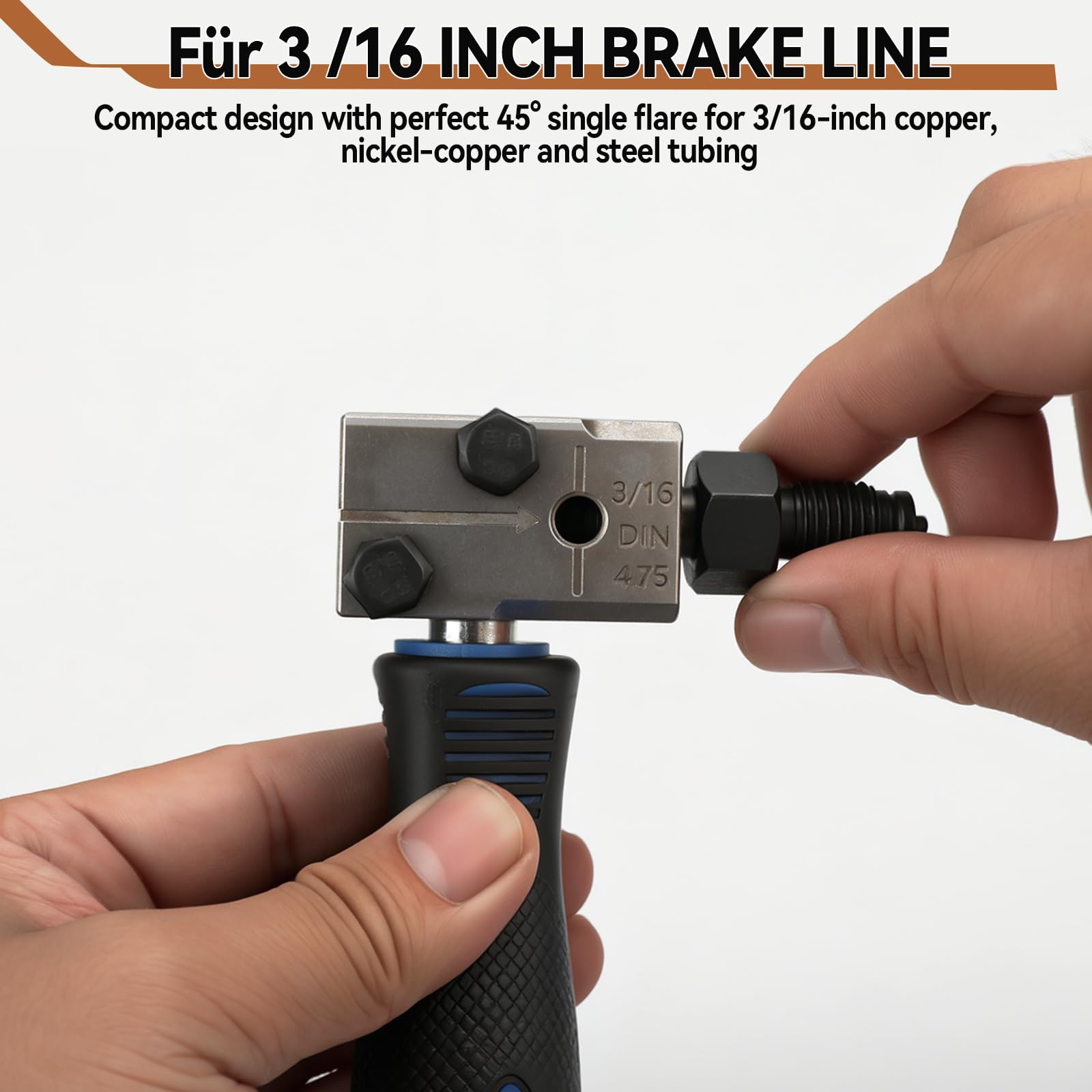 Kit d'évasement universel pour conduites de frein 3/16", outil d'évasement pour conduites de frein, 7,62 m de long avec Ø 4,75 mm et 16 raccords + 5 raccords
