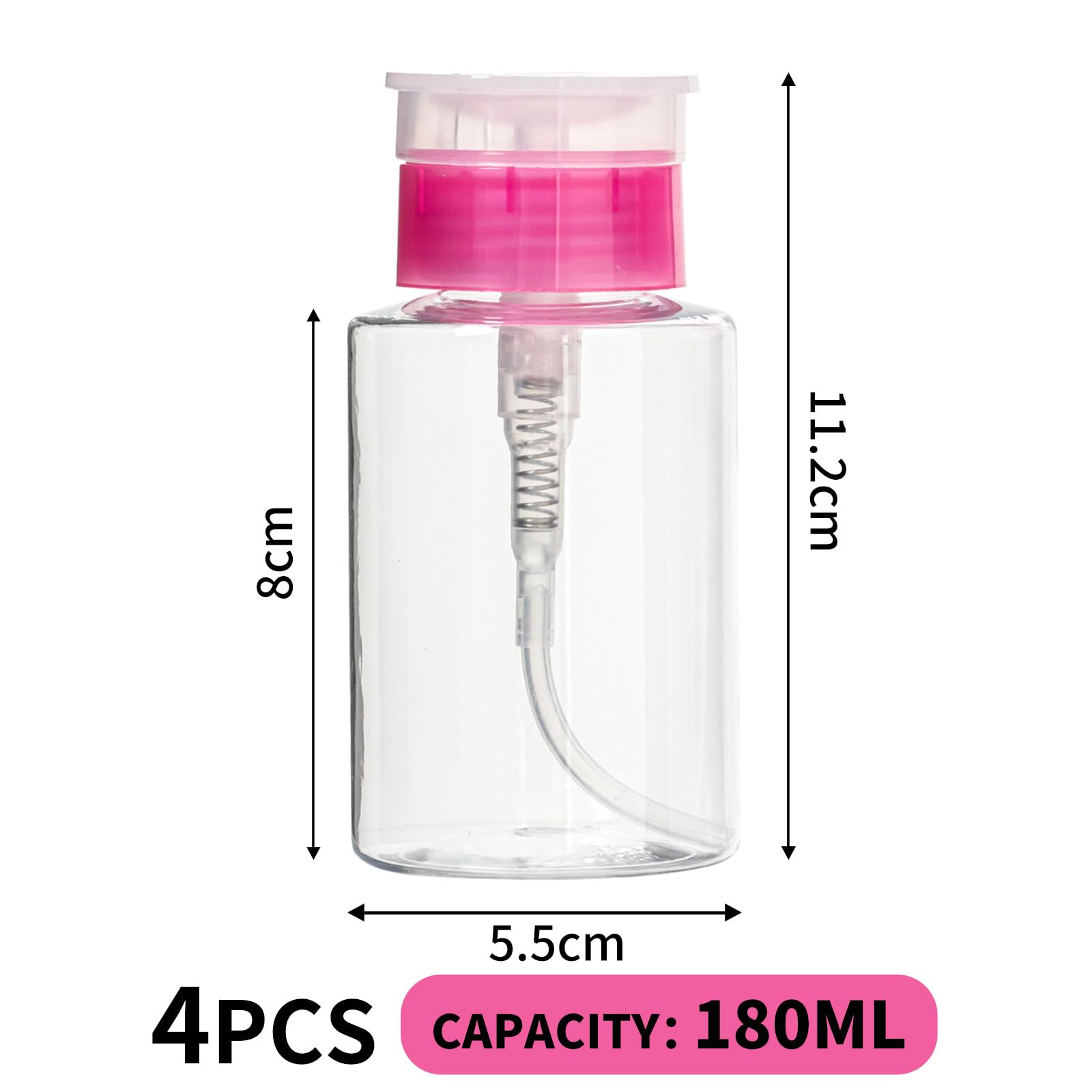 4 Pezzi Dispenser per Smalto,180 ml Flaconi a Pompa in Plastica, Bottiglie Ricaricabili per Detergenti e Liquidi Domestici, Contenitori da Viaggio Portatili Multiuso, Accessori per Casa e Cucina