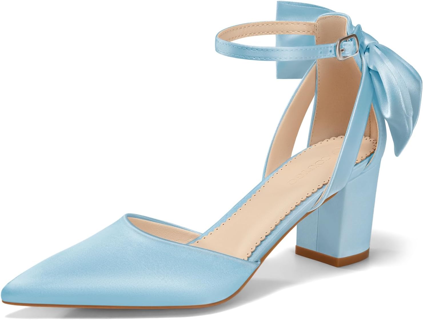 Women's Chunky Heels Ankle Strap Pointed Toe Pumps