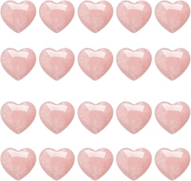 20 Pieces Rose Quartz Heart, 2cm Rose Quartz Crystals, Pink Love Gem Stones Set, Natural Stone Rose Quartz Heart, for Women Reiki Divination Balancing Yoga Crystal Gifts
