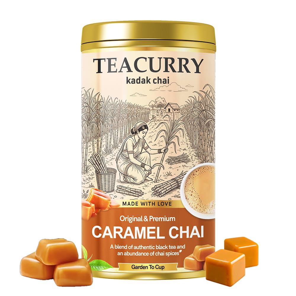 TEACURRY Caramel Chai (100 Grams, 50 Cups) - Caramel Chai for Digestion and Skin - 100% Natural Flavoured Tea | Refreshing & Tasteful Caramel Flavor Chai Tea-image-49