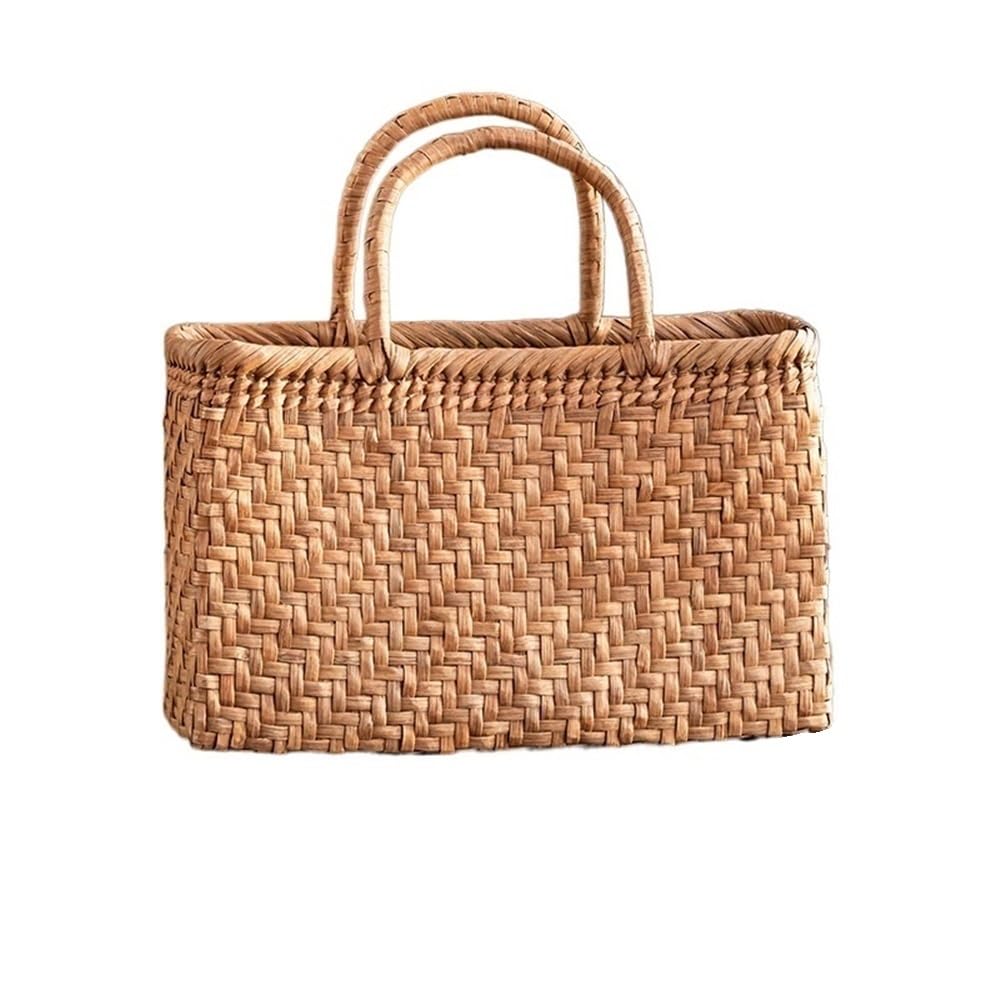 Kosze HHF, 1 sztuka, ręcznie tkany worek z winogron, bambusowy pleciony kosz do przechowywania herbaty, damskie torebki i ubrania, 31 x 15 x 21 cm, 31 x 15 x 21 cm,K 31x15x21cm