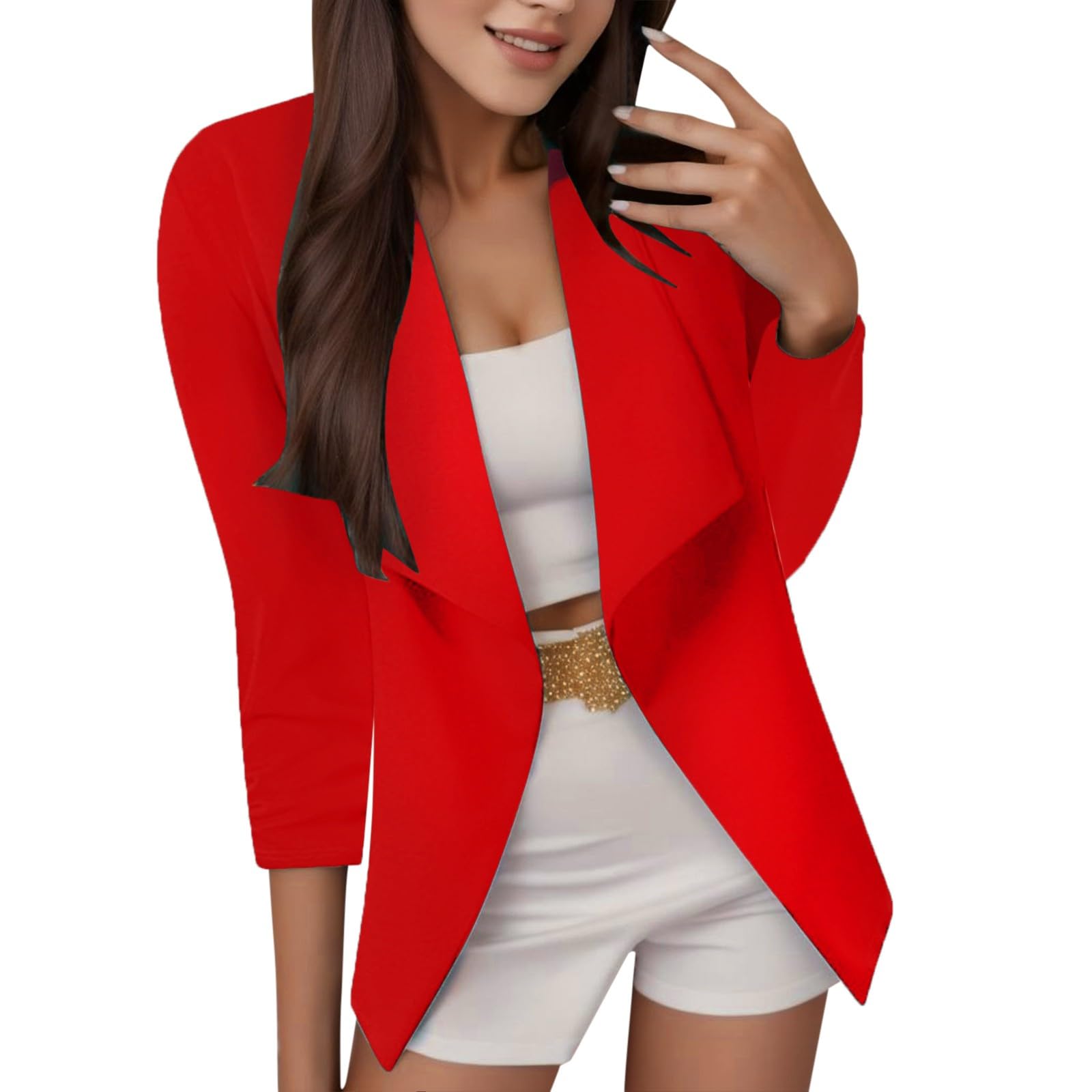 Generisch Damen Mantel Sets Strickjacke Arbeit Büro Anzug 3/4 Ärmel Jacke Formaler Fester Mantel