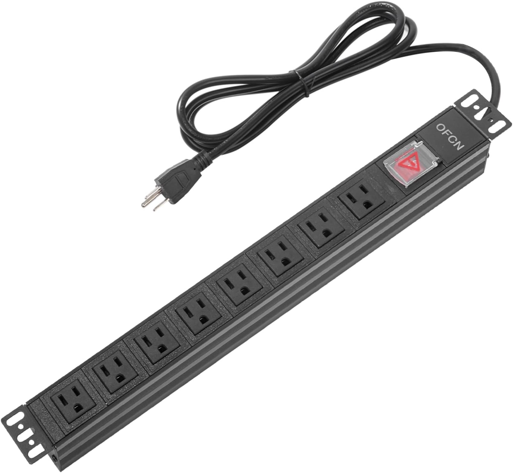 19" 1U Rack Mount PDU Power Strips 8 Outlet Mountable Power Strip, Wall Mount Outlet Power Strip Heavy Duty, Wide Spaced 15A 125V 1875W, 6 FT SJT 14AWG Power Cord (6FT) (8 Outlet)