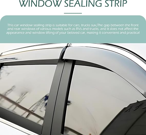 4 PCS Car Window Seal Strip, 13.12FT Waterproof Rubber Sealing Strip, Self-Adhesive Window Trim, Universal for Car Front Rear Windshield, Door (Black)