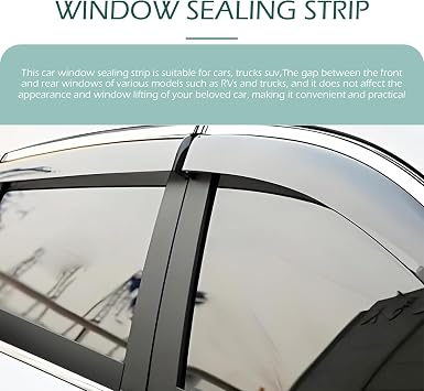 4 PCS Car Window Seal Strip, 13.12FT Waterproof Rubber Sealing Strip, Self-Adhesive Window Trim, Universal for Car Front Rear Windshield, Door (Black)