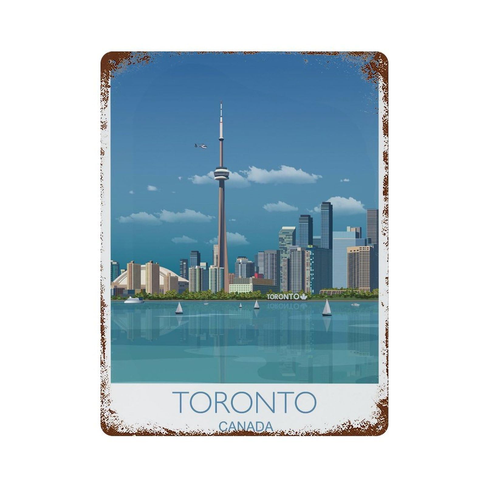xiaoxiaoshen Toronto Travel Gift Skyline Lovers Canada Cityscape Ontario Decor Wall Decor Art Metal Tin Poster Modern Home Decor Art Home Bar Shop Decorations Vintage Sign 40x30cm