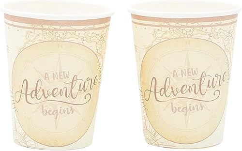 Miniatura 6 de BLUE PANDA 170 piezas de decoración de fiesta de A New Adventure Begins para baby shower, graduación, sirve 24 platos temáticos de viaje,