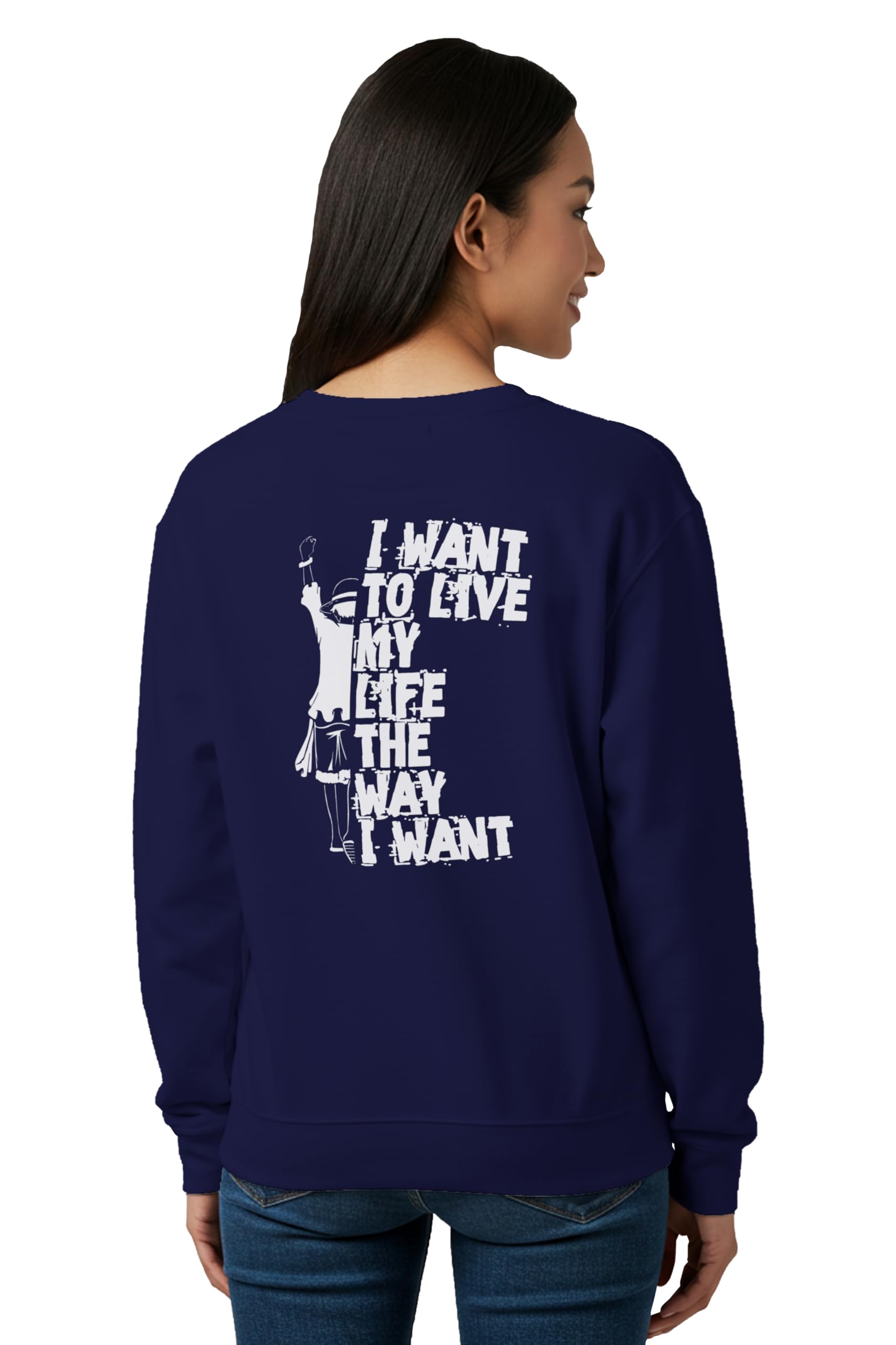 Winter Sweatshirt for Women Live My Life Printed Cotton Blend Full Sleeve Crew Neck Regular Fit Casual Gen Z Womens Sweatshirt-image-47