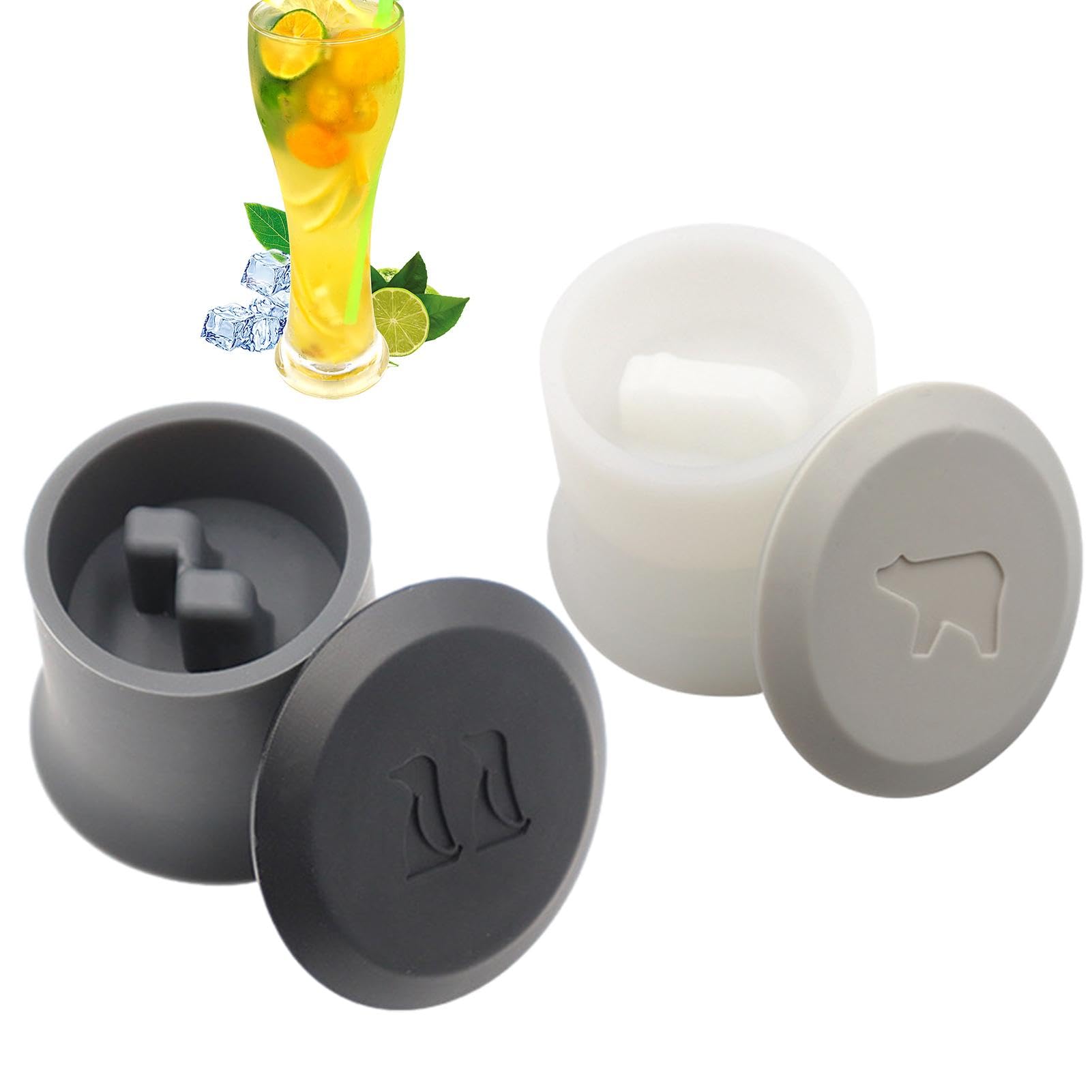 Anseom 2 Pezzi Stampo Ghiaccio Silicone, Cubetti di Ghiaccio a Forma di Orso 3D Pinguino Stampo per Gelato Tampo Cubetti Ghiaccio Silicone con Coperchio e Imbuto per Whisky Cioccolato Gelato Caramelle