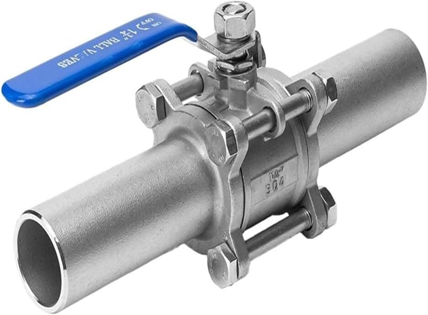 Válvula de bola de acero inoxidable DN32 con diseño soldado de tres piezas para fontanería