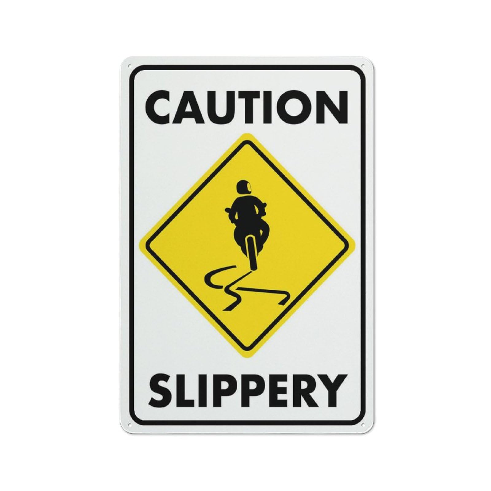 Caution Slippery For Motorcycles Sign Outdoor Metal Sign - 12 X 8 Metal Signs For Business, Workplace, Office, Home, Delivery Signs, Road Signs, Garden Signs