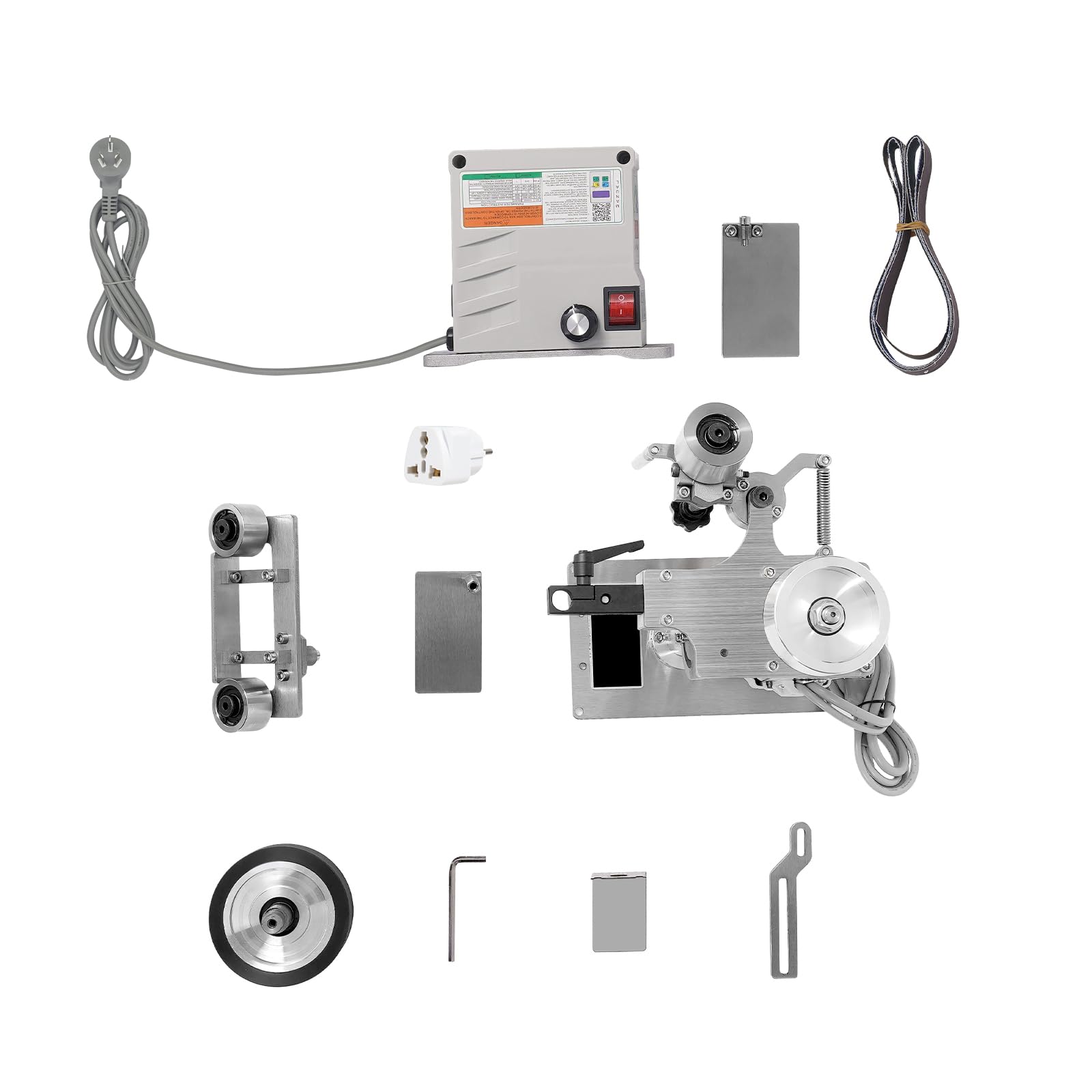 Lijadora de banda de 550 W, motor DC sin escobillas, regulación de velocidad sin niveles, tamaño de banda de lijado de 762 x 25 mm, 5000 rpm, enchufe europeo para metal y joyas