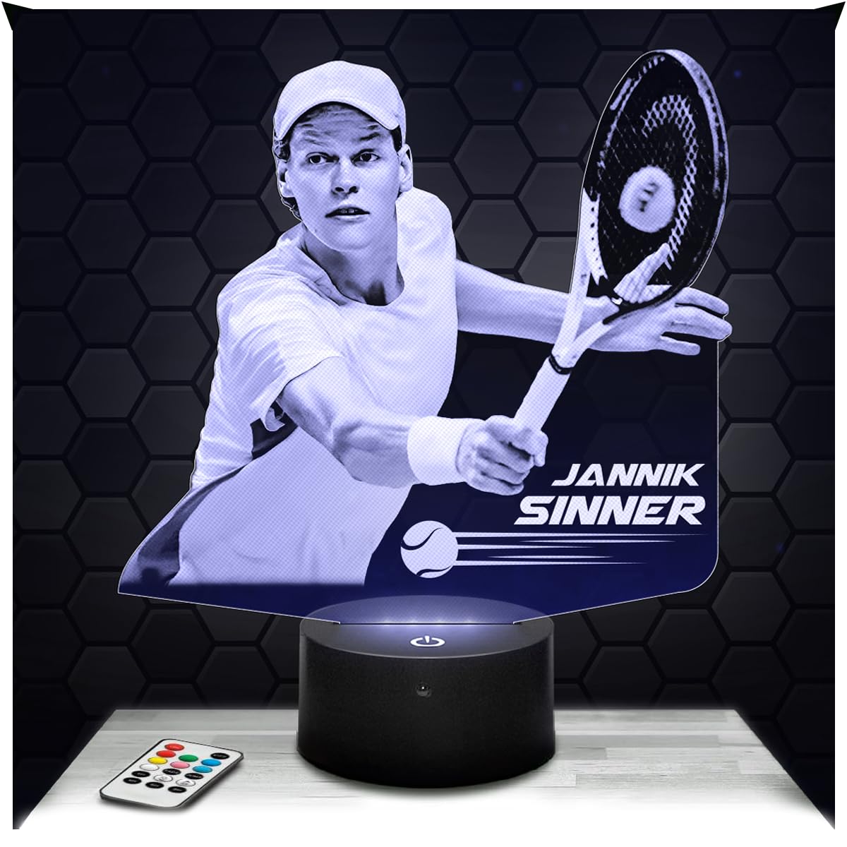 Lampephoto.fr - 3D Lamp Jannik Sinner Italian Tennis Player, Touch LED Night Light, 3D Hologram Effect, Christmas Birthday Gift Idea for Men Women, Bedroom Decoration Object