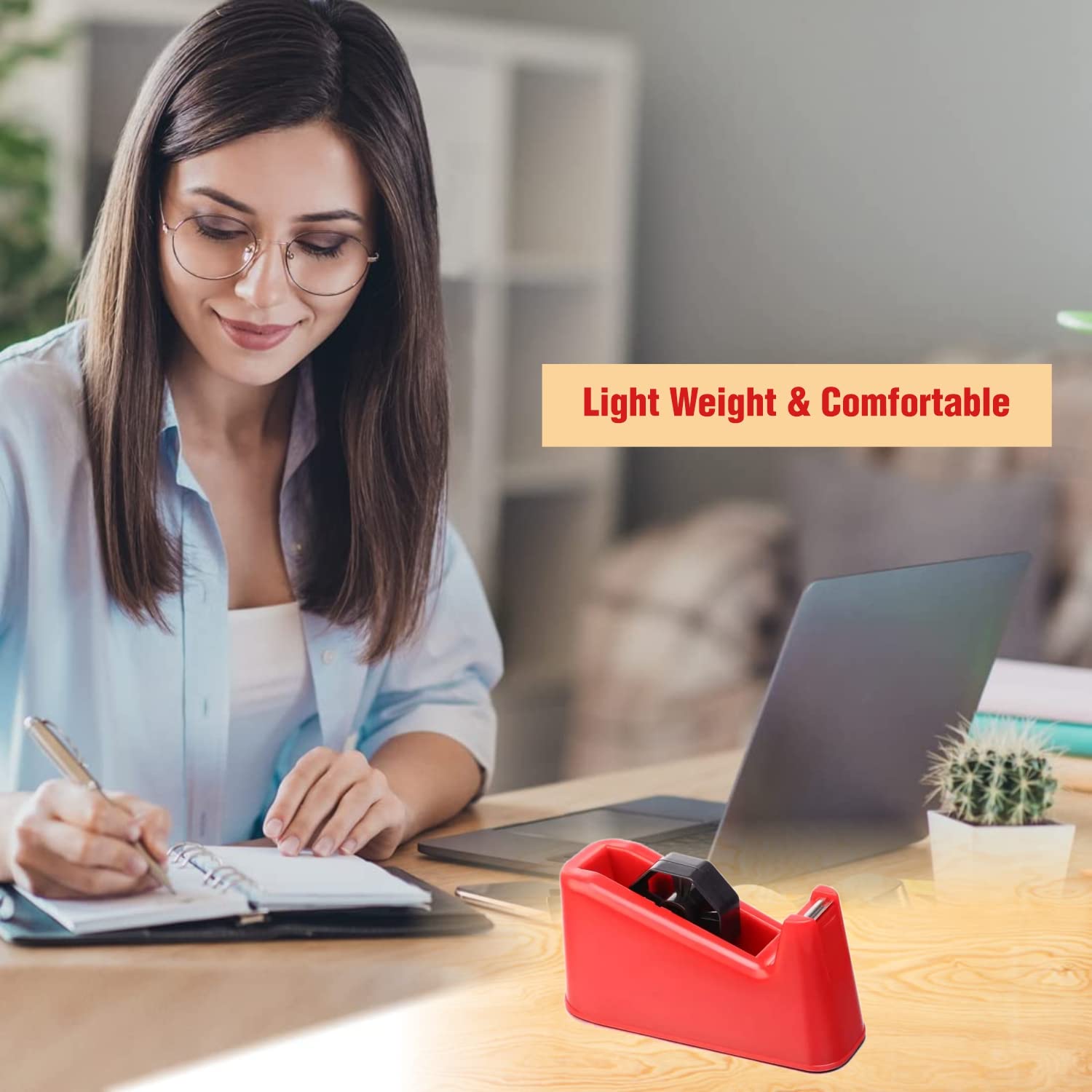 Oddy Anti-Skid Tape Dispenser/Hand Operated with Stainless Steel Cutter, Red Color with Free 12mm Tape Inside The Box/Suitable for 12, 18 & 24mm Width of Tapes 3