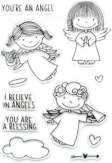 Angel Words Christmas Stamps and Dies for Card Making, Blessing Words Girl Cutting Die and Clear Stamps for Bullet Journal...