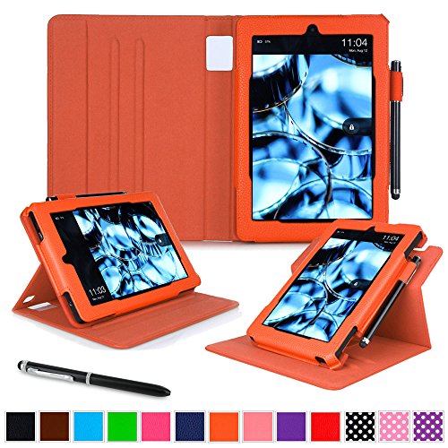 rooCASE Kindle Fire HD 7 2014 Case, Dual View 2014 Fire HD 7 Folio Case with Sleep/Wake Smart Cover with Multi-Viewing Stand for Amazon Kindle Fire HD 72014, Orange