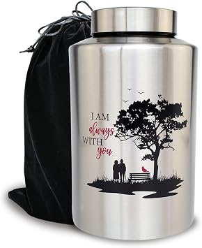 Stainless Steel Cremation Urn for Human Male Female Ashes Adult up to 220 Lbs, Couple and Cardinal Memorial Keepsake Urn with Secure Threaded Lid for Funeral, Burial & Home Display