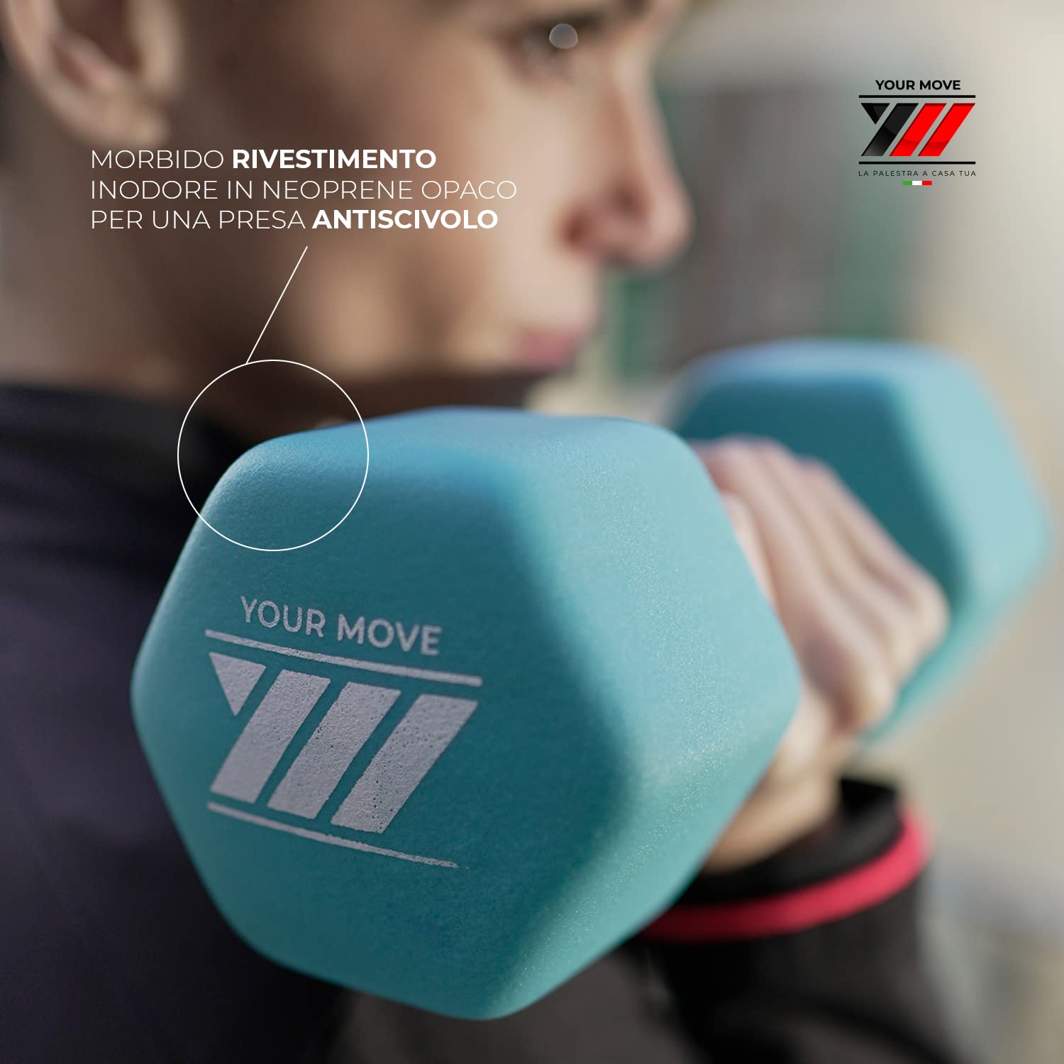 YM Manubri in Neoprene Terminale Forma Esagonale, Anti Rotolamento, Morbidi Manubri per Fitness con Anima in Ghisa, Perfetti per Yoga ed Esercizi Fitness e Riabilitazione a Casa e in Palestra