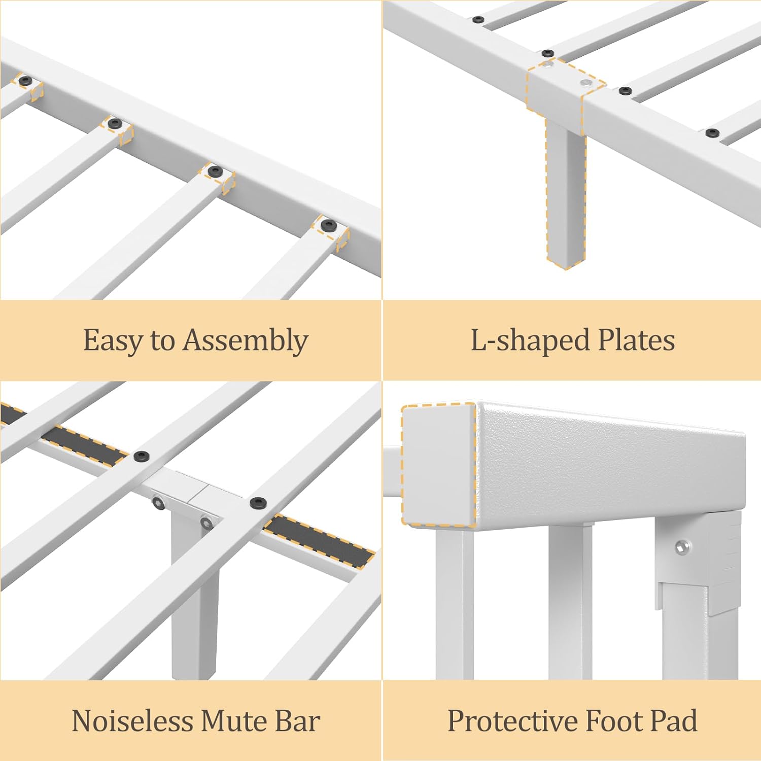 HAY.com Full Size Bed Frame with LED Light & Charging Station, Metal Platform Bed with Storage Headboard & Under-Bed Storage, Heavy Duty Slats Support, No Box Spring Needed, Noise-Free, White