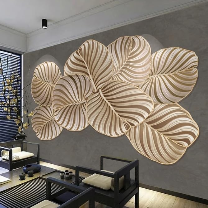 Papier peint 3D ligne d'or pour sublimer un mur de salon sombre ou fade