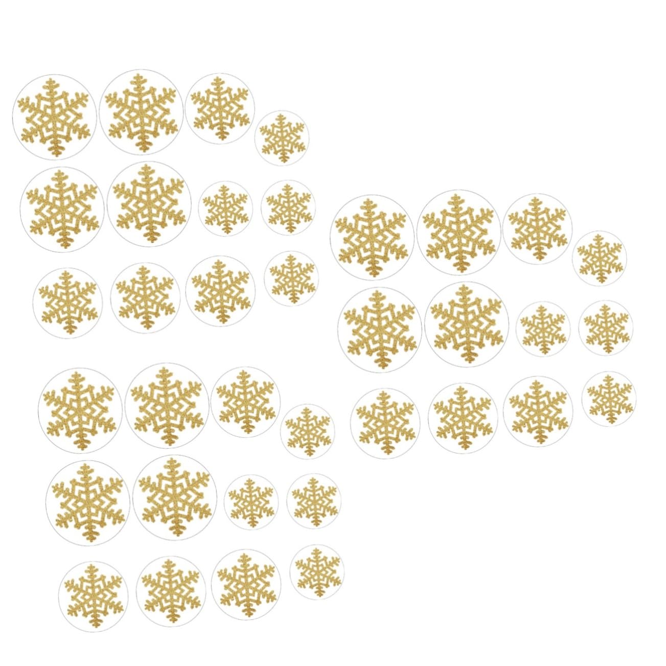 STOBAZA 36 Piezas Pegatina Autoadhesiva Redonda Decoración Dorada Decoraciones De Copos De Nieve Calcomanías Navideñas Para El Piso Resplandecer Pegatinas Piso De Navidad Pegatinas Golden