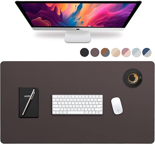 Vine Creations Tapete de cuero grande de 44 x 22 pulgadas, protector de escritorio, alfombrilla de escritorio de piel sintética, alfombrilla grande