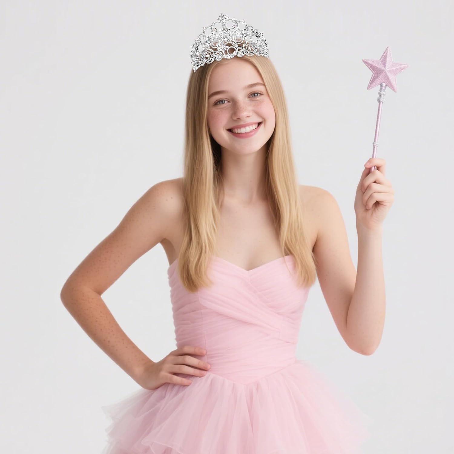 Semato Princess Crown Halloween Cosplay Girls Tiara Witch and Princess Costume Crystal Crown for Party and Birthday Gifts