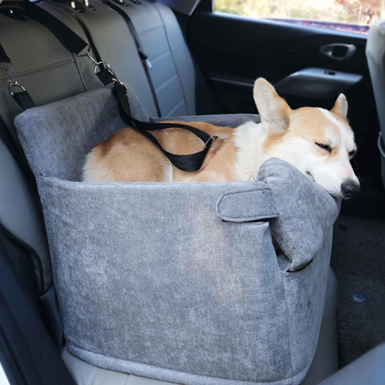Asiento De Coche para Perros Pequeños, Asiento Elevador De Coche para Perros Y Gatos, Asiento Elevador para Perros con Cinturón De Seguridad, Se Puede Desmontar Y Limpiar Fácilmente