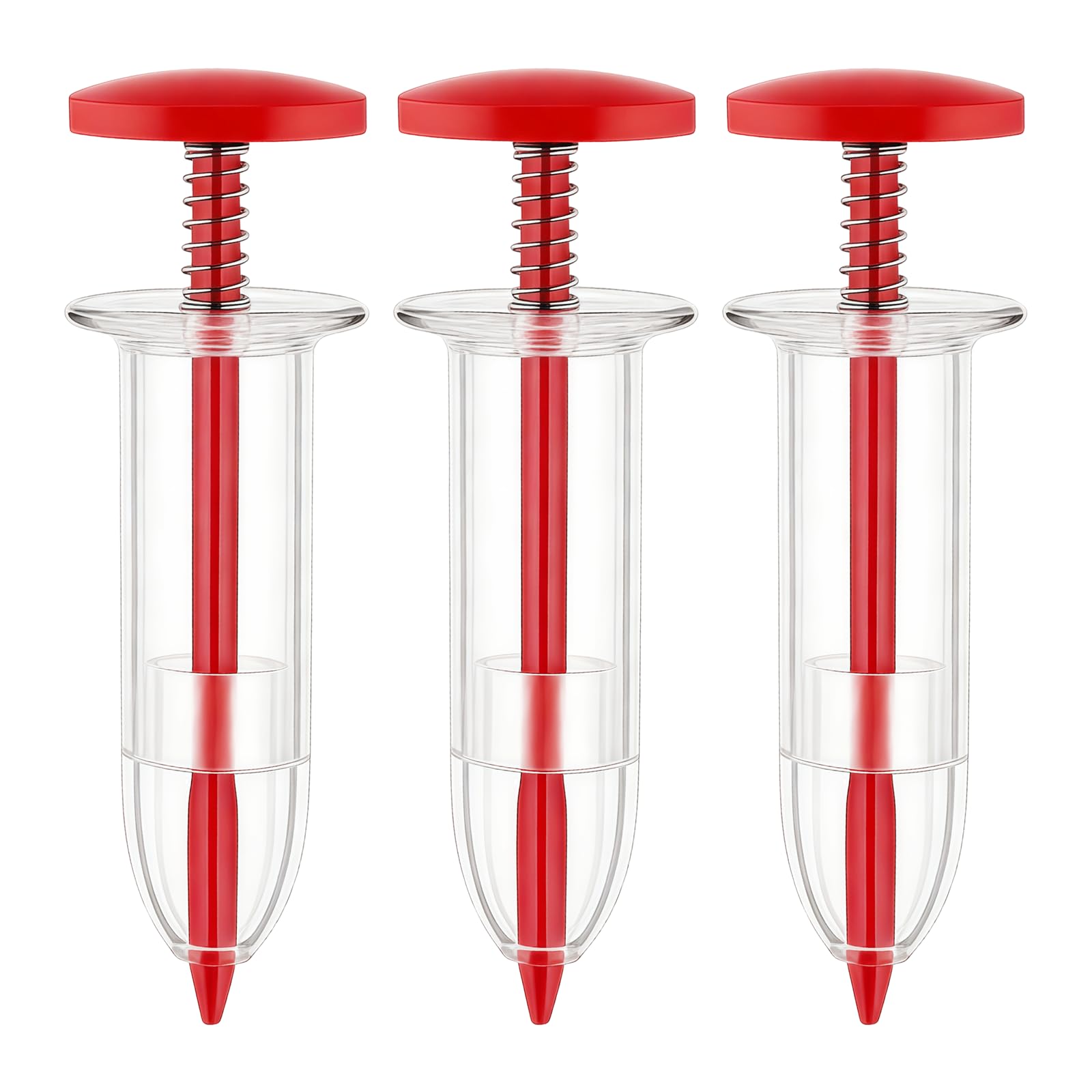Glitzville 3Pcs Seeds Dispenser,Hand Small Sowing Seed Dispenser,Red Gardening Tools,Precision Manual Spreader for Lawn Care,Garden Planting